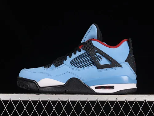 All categories Air Jordan Jordan series basketball shoes Air Jordan 4 LJR version Travis Scott Cactus Jack x Air Jordan 4 Retro Joe 4 AJ4 joint model Suede blue 308497-406